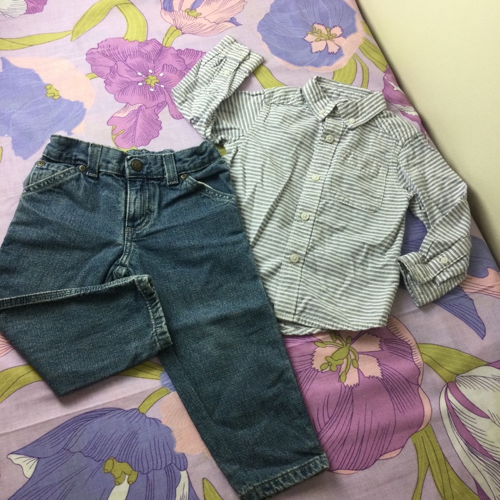 EUC 2 Piece Denim & Button down Shirt